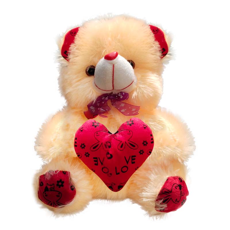 Cream and Red Teddy Bear with Heart (13Inch) Set of 2 - Image 2