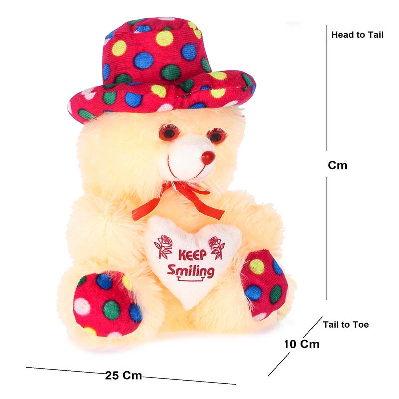 Soft Teddy Bear Cap Style with Heart Multicolour Cream.Red Set of 2 (12 inch) - Image 3